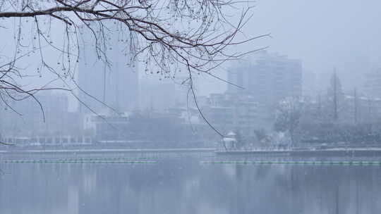 武汉江汉区菱角湖公园雪景