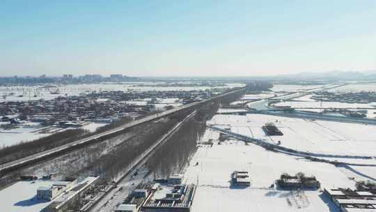 航拍雪景 唯美冬日空镜 立冬 冬至节气