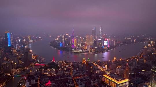 夜景航拍外滩大全景