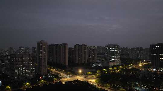 4K航拍昆山城市建筑夜景风光