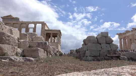 希腊帕特农神庙建筑废墟视频素材模板下载