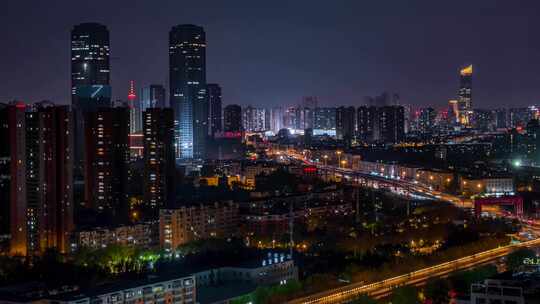 沈阳大东区龙之梦城市夜景航拍延时