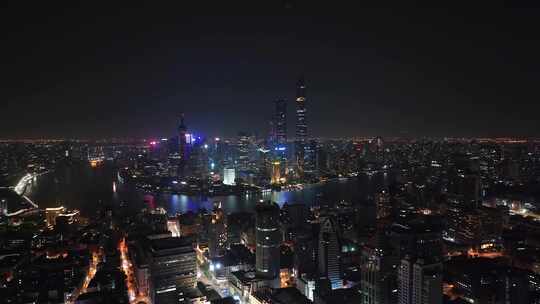 熄灯后的上海夜景航拍