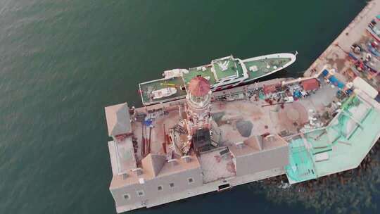 4k实拍大连渔人码头灯塔