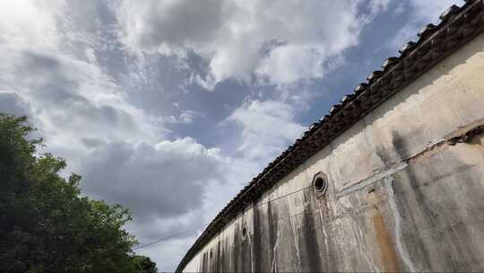 风景中国民俗古民居客家围龙屋外墙