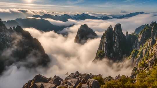 山峦云海日出全景