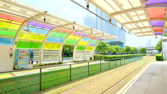 广州有轨电车进站 轨道交通视频素材模板下载