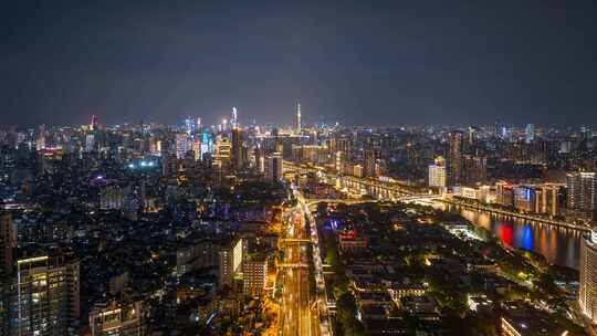 广州夜景航拍延时