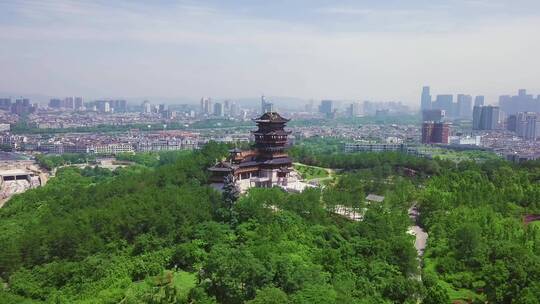 210531义乌鸡鸣山公园鸡鸣阁航拍素材C9