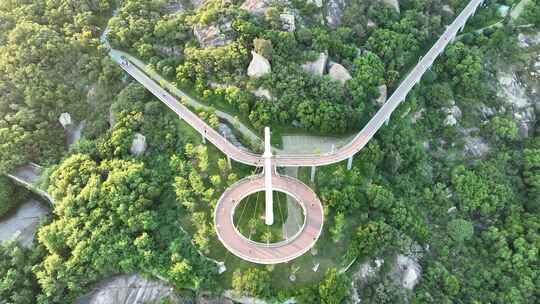 厦门环岛南路盼归塔航拍健康步道林海线风景