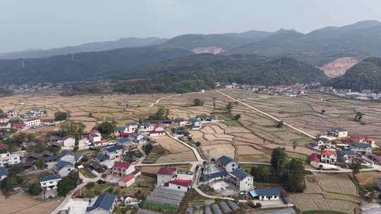 乡村田野乡村村落农田航拍