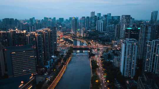 成都地标繁华夜景航拍