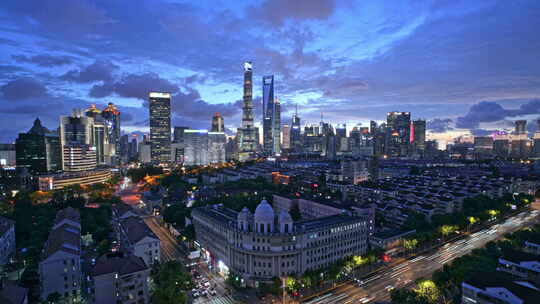 上海夜景 陆家嘴夜景 金融城 城市晚霞