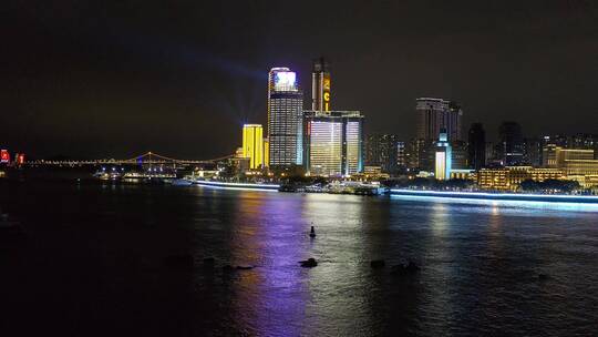 4K航拍厦门鹭江道灯光秀夜景