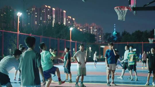 夜晚篮球公园视频素材模板下载