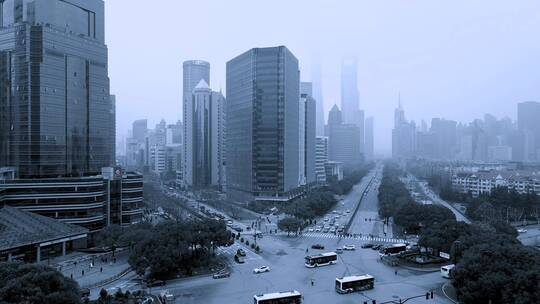 上海世纪大道清晨风光视频素材模板下载