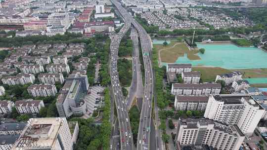 江苏苏州城市交通航拍