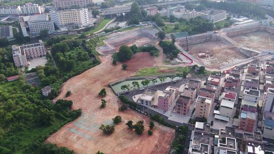 航拍深圳龙华区观澜工程建设及生态环境