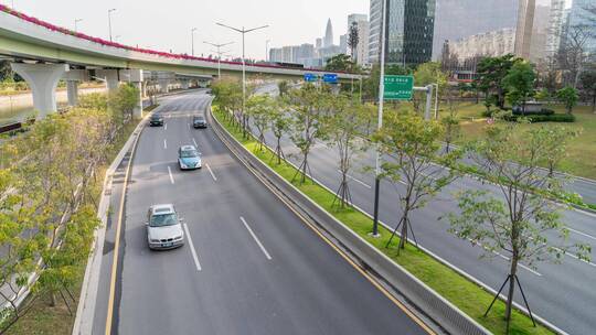 深圳南山粤海街道沙河西路车流延时摄影实拍