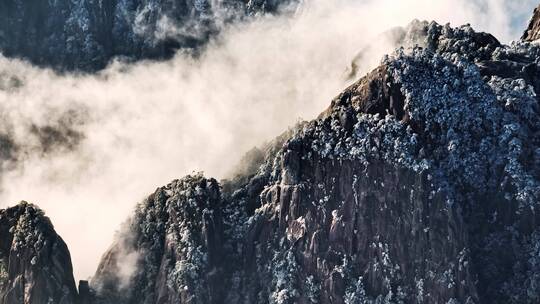安徽黄山冬天雾凇云海日出奇观旅游黄山航拍