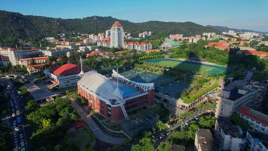 航拍厦门大学建筑风光