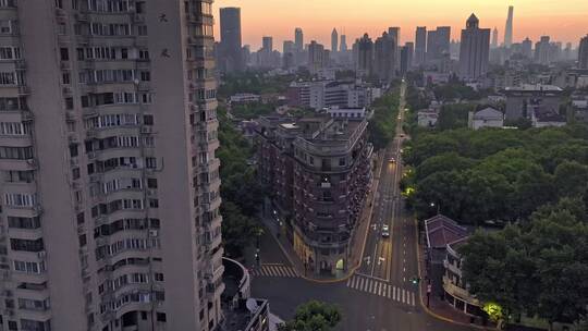 上海武康路武康大楼法式建筑地标老建筑航拍