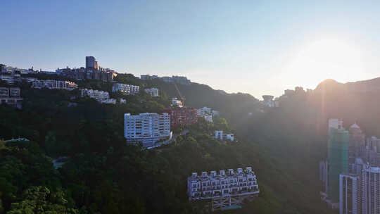 航拍香港太平山山顶住宅