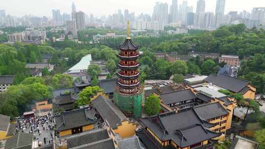 南京市玄武区古鸡鸣寺风景视频素材航拍