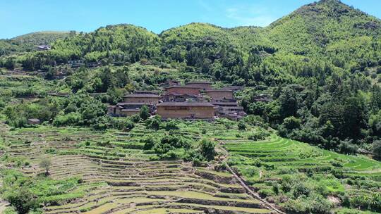 福建漳州南靖土楼古镇村落土楼航拍乡村