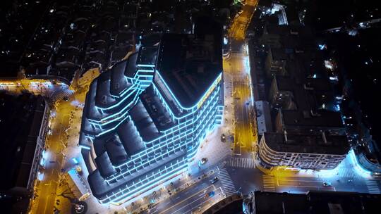 上海宝华商业广场夜景航拍风光