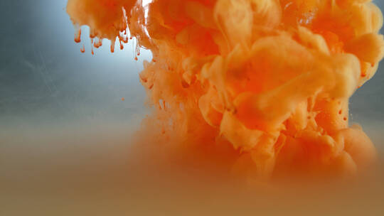 唯美彩色橙水墨溶解流体飞溅颜料晕染动画5