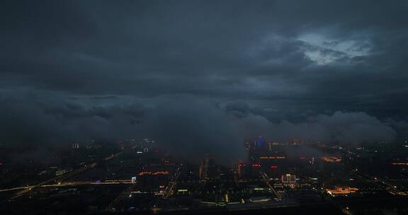 洛阳阴雨天云雾缭绕城市航拍宣传片