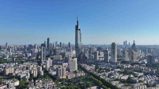 南京城市大景紫峰大厦航拍