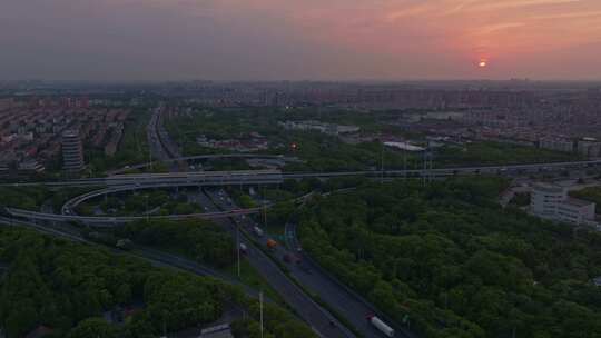 航拍上海北外环蕰川路立交桥视频素材模板下载