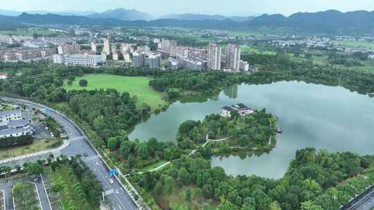 井冈山市中心公园航拍井冈山市风景