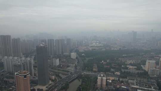 航拍雨后安徽合肥城市风光