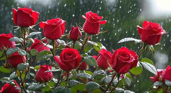 唯美浪漫雨中红玫瑰cg写实