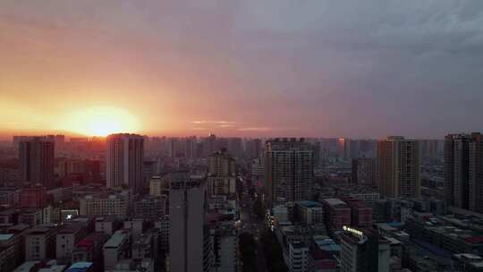 4k航拍湖南省衡阳市湘江夜景