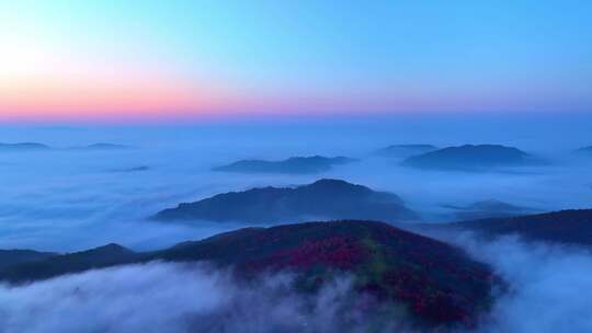 4K秋天五花山吉林东北秋景日出云海云雾逆光