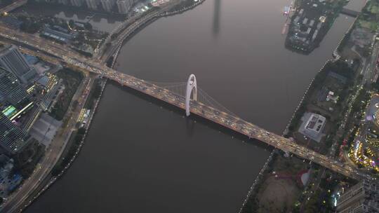 2022广州珠江新城夜景天环广场猎德大桥视频素材模板下载