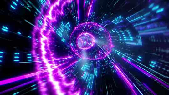 紫酷科技穿越隧道秀舞台视频素材模板下载