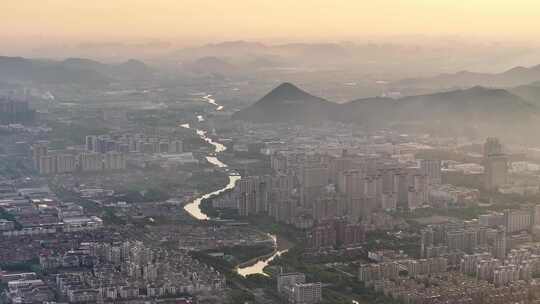 余姚城市航拍 大场景 余姚日出 生活区