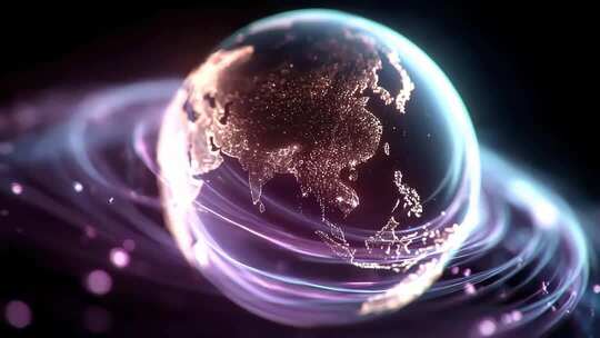 环绕光晕的地球科技感十足