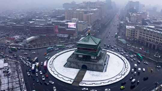 西安钟楼雪景