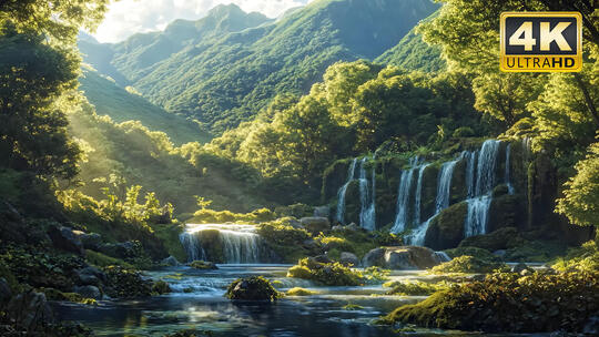 深山小溪流水黑龙江五大连池漠河自然风光