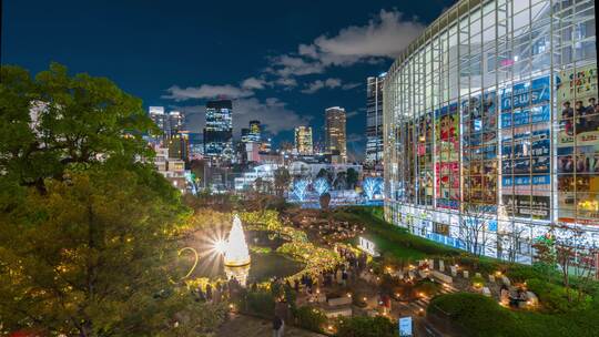 东京六本木新城夜景延时视频素材模板下载