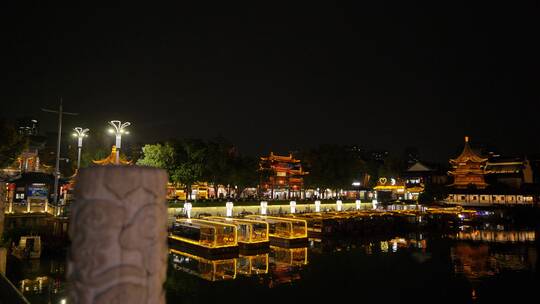 南京秦淮河区域夫子庙，老门东人文风景夜景视频素材模板下载