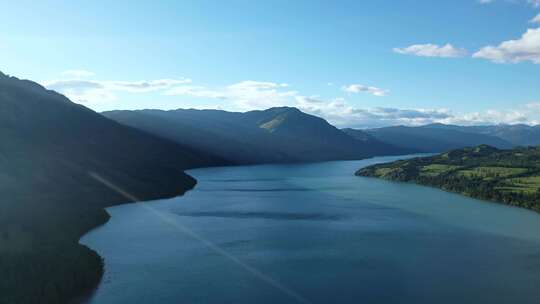 森林阳光树林山川河流自然风光航拍中国风景