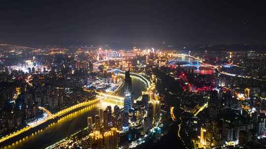重庆全景夜景航拍延时视频素材模板下载