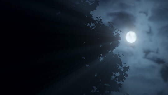 太空宇宙中满月行星的怪异黑暗神秘夜心情
